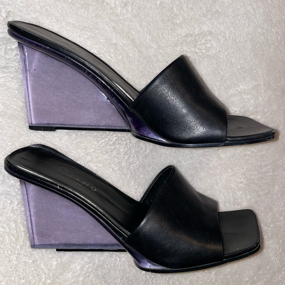 Vintage Square Toe Transparent 90’s Wedge Platform Sandal